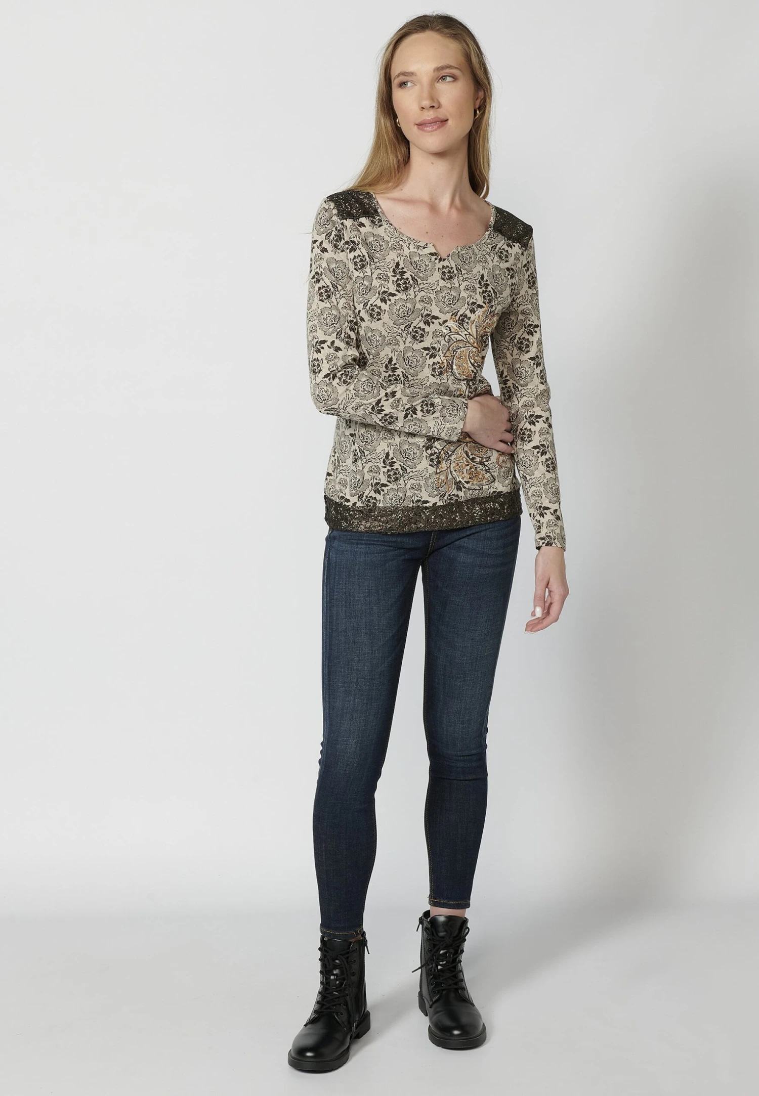 Koroshi Long SleeveMaglietta A Manica LungaBeige Donna T-shirt E Top KOL21D0A8-B11 2 Koroshi Long SleeveMaglietta A Manica LungaBeige Donna T-shirt E Top KOL21D0A8-B11 - immagine 2