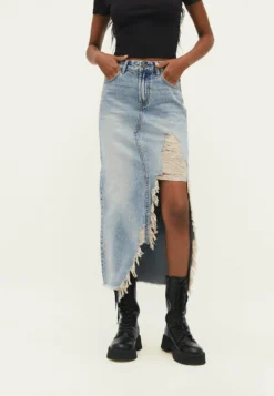 Stradivarius Ripped - Gonna Lunga - Dirty Denim