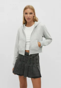 Stradivarius Cropped- Felpa Con Zip - Grey
