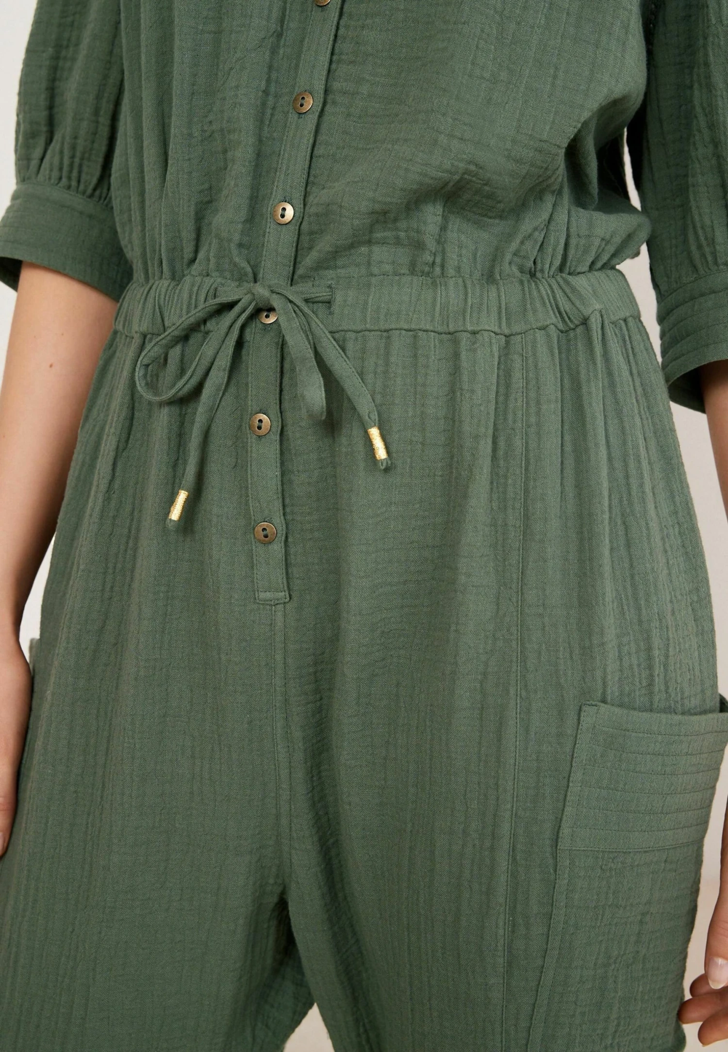 Next Cotton Crinkle JumpsuitTuta JumpsuitGreen Donna Tute Jumpsuit NX321T0ON-M11 3 Next Cotton Crinkle JumpsuitTuta JumpsuitGreen Donna Tute Jumpsuit NX321T0ON-M11 - immagine 3