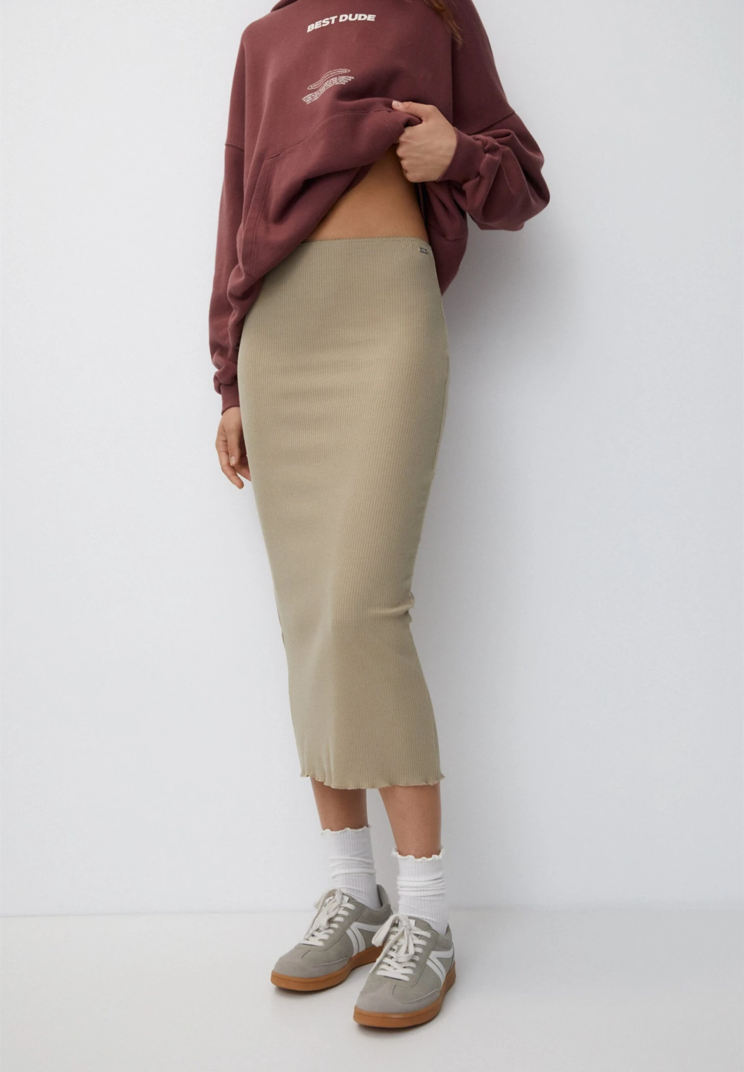 PULL & BEAR Faded - Gonna Lunga - Beige 1 PULL & BEAR Faded - Gonna Lunga - Beige