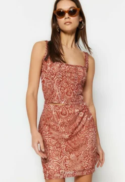 Trendyol SetGonna A TubinoBurgundy Donna Gonne TRU21E10O-G11