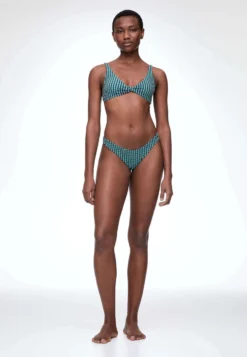 Oysho Gingham U-Cut Mid-Rise - Bikini Pezzo Sotto - Blue