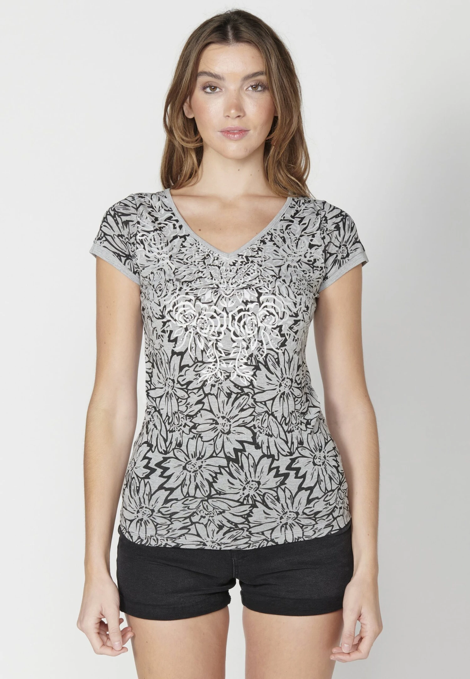 Koroshi Short SleeveT-Shirt Con StampaGris Claro VigoréLight Grey Vigoré Donna T-shirt E Top KOL21D074-C11 1 Koroshi Short SleeveT-Shirt Con StampaGris Claro VigoréLight Grey Vigoré Donna T-shirt E Top KOL21D074-C11