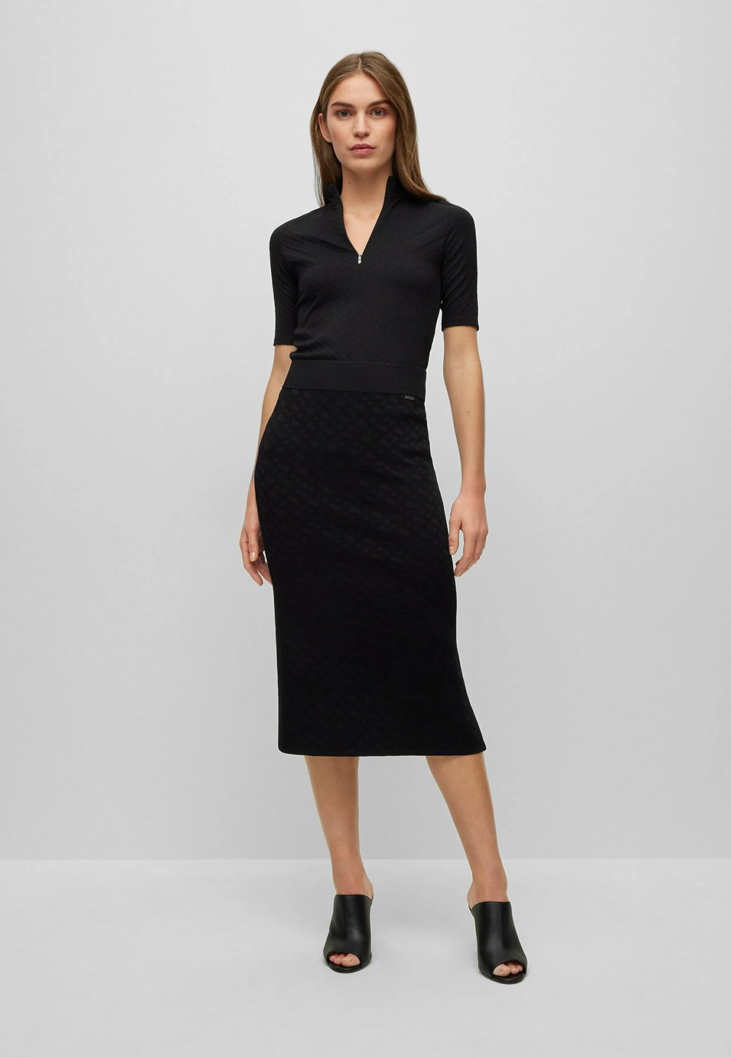 Boss Knitted Jacquard-Pattern Pencil Skirt With Logo Trim - Gonna A Tubino - Patterned 2 Boss Knitted Jacquard-Pattern Pencil Skirt With Logo Trim - Gonna A Tubino - Patterned - immagine 2