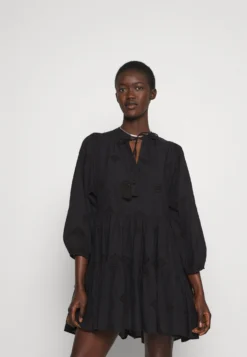 Seafolly Bora Bora Flora Embroidery Tiered DressAccessorio Da SpiaggiaBlack Donna Moda Mare S1981H049-Q11