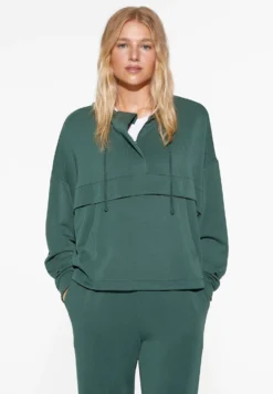 Oysho Soft Touch With ZipFelpa Con CappuccioDark Green Donna Felpe OY121J03V-M11