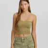 BERSHKA Multi Pocket Twill- Gonna Di Jeans - Khaki