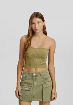 BERSHKA Multi Pocket Twill- Gonna Di Jeans - Khaki