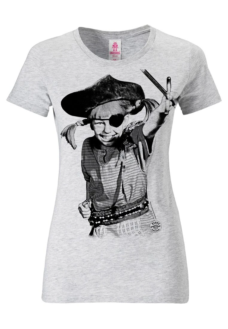 Logoshirt Pippi LangstrumpfPiratT-Shirt Con StampaGrau-Meliert Donna T-shirt E Top S3421D03T-C11 5 Logoshirt Pippi LangstrumpfPiratT-Shirt Con StampaGrau-Meliert Donna T-shirt E Top S3421D03T-C11 - immagine 5