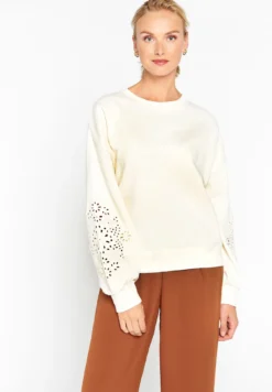 LOLALIZA With EmbroideryFelpaVanilla White Donna Felpe L4U21J00E-B11