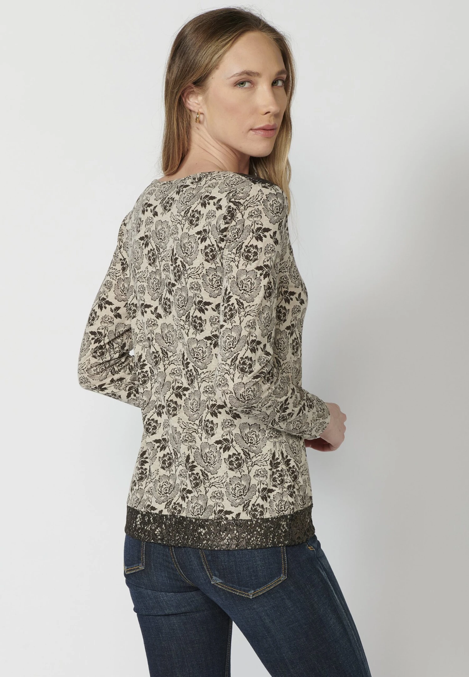 Koroshi Long SleeveMaglietta A Manica LungaBeige Donna T-shirt E Top KOL21D0A8-B11 8 Koroshi Long SleeveMaglietta A Manica LungaBeige Donna T-shirt E Top KOL21D0A8-B11 - immagine 8