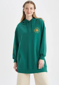 DeFacto Relax FitFelpa Con CappuccioGreen Donna Felpe DEZ21J0GX-M11