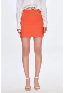 Waist Detailed Slit - Minigonna - Coral