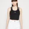 Calvin Klein Jeans Badge Double Layer TankTopBlack Donna T-shirt E Top C1821D0MM-Q11