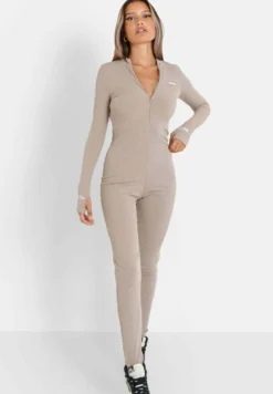 SIXTH JUNE RibbedTuta JumpsuitBeige Donna Tute Jumpsuit SIB21T001-B11