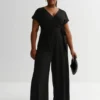 New Look CurvesCrinkle Wrap- Tuta Jumpsuit - Black