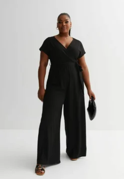 New Look CurvesCrinkle Wrap- Tuta Jumpsuit - Black