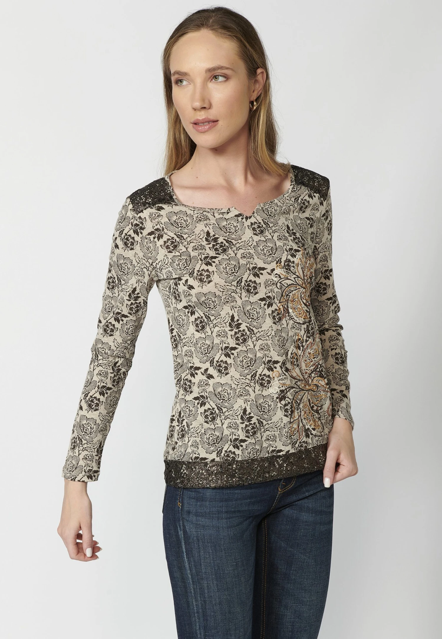 Koroshi Long SleeveMaglietta A Manica LungaBeige Donna T-shirt E Top KOL21D0A8-B11 9 Koroshi Long SleeveMaglietta A Manica LungaBeige Donna T-shirt E Top KOL21D0A8-B11 - immagine 9