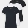 Abercrombie & Fitch Crew 3 PackT-Shirt BasicBlack/ White/ Navy Donna T-shirt E Top A0F21D0IR-Q11