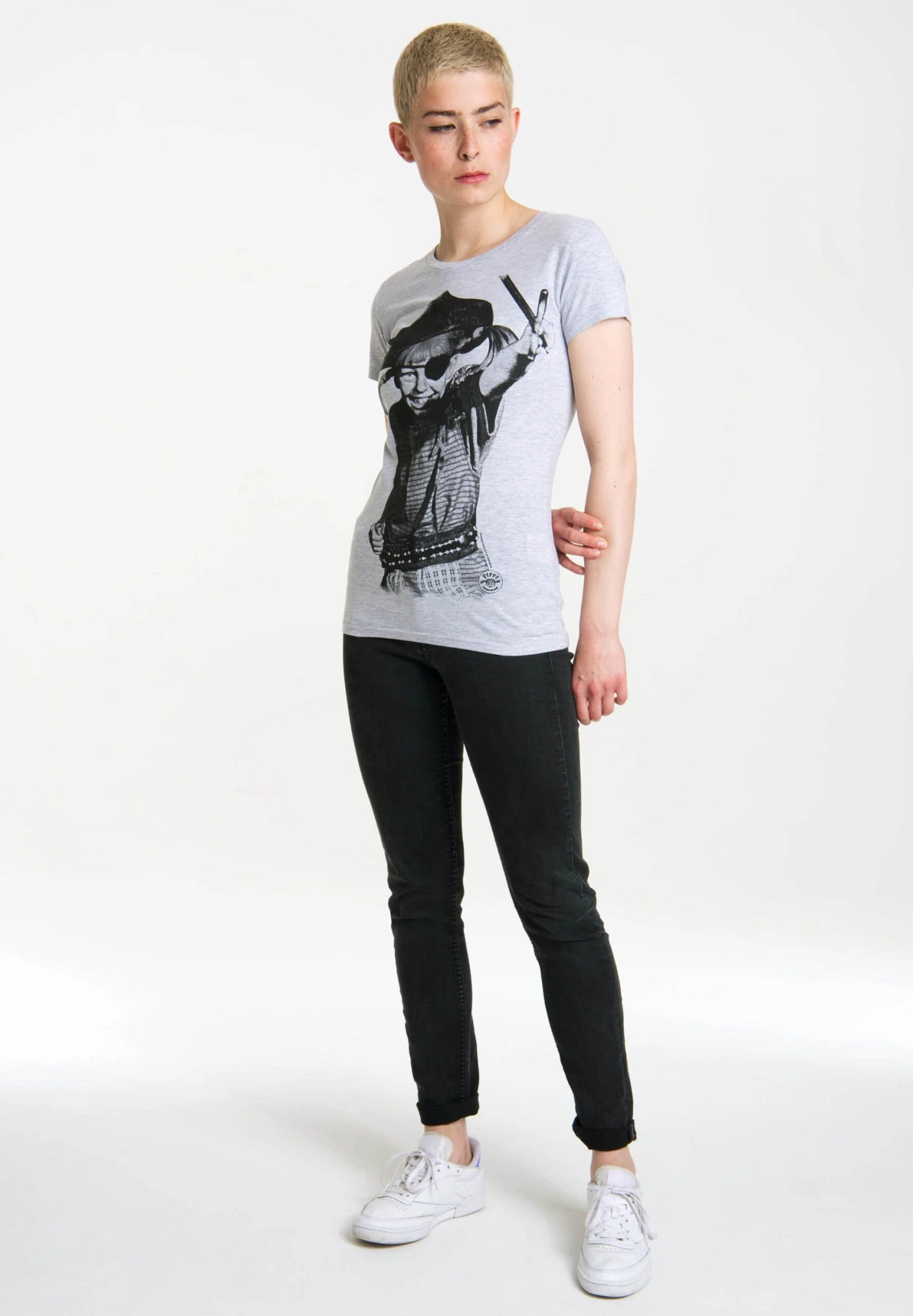 Logoshirt Pippi LangstrumpfPiratT-Shirt Con StampaGrau-Meliert Donna T-shirt E Top S3421D03T-C11 2 Logoshirt Pippi LangstrumpfPiratT-Shirt Con StampaGrau-Meliert Donna T-shirt E Top S3421D03T-C11 - immagine 2