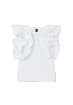 Stefanel Sleeveless With RufflesTopWhite Donna T-shirt E Top S5721D01O-A11