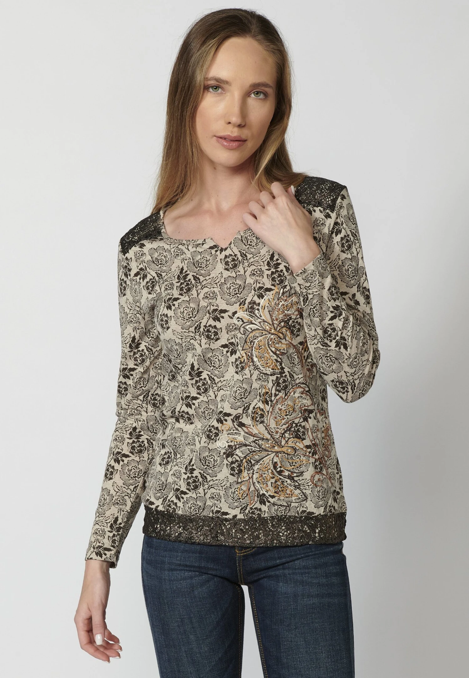 Koroshi Long SleeveMaglietta A Manica LungaBeige Donna T-shirt E Top KOL21D0A8-B11 7 Koroshi Long SleeveMaglietta A Manica LungaBeige Donna T-shirt E Top KOL21D0A8-B11 - immagine 7