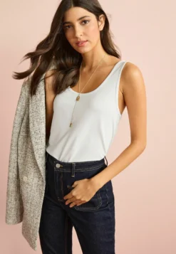 Next Modal Rich Premium Scoop Necktop - Top - White