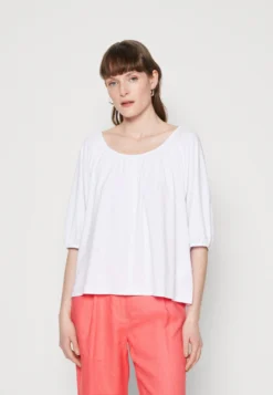 Marc O'Polo 3 4Sleeve Round Neck With Pleats SolidT-Shirt BasicWhite Donna T-shirt E Top MA321D1F5-A11