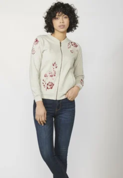 Koroshi Felpa Con ZipGris Donna Felpe KOL21J00F-C11