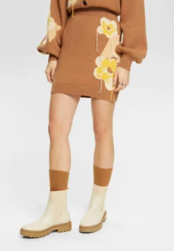 ESPRIT Mit Floralem Jacquard-Muster - Minigonna - Toffee