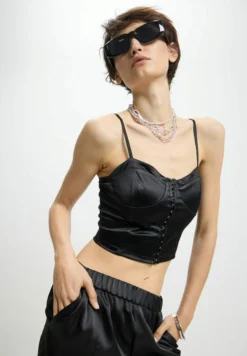 A Corpetto TopNero Donna T-shirt E Top CSM21E030-Q11