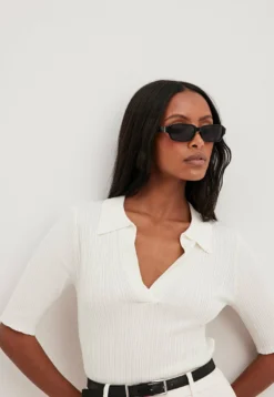 NA-KD KurzärmeligesPoloWhite Donna T-shirt E Top NAA21D1A0-A11