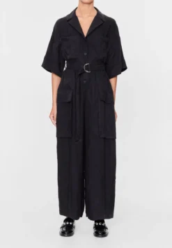 Washed Fluid Tuta JumpsuitWashed Black Donna Tute Jumpsuit B0E21T00S-Q11